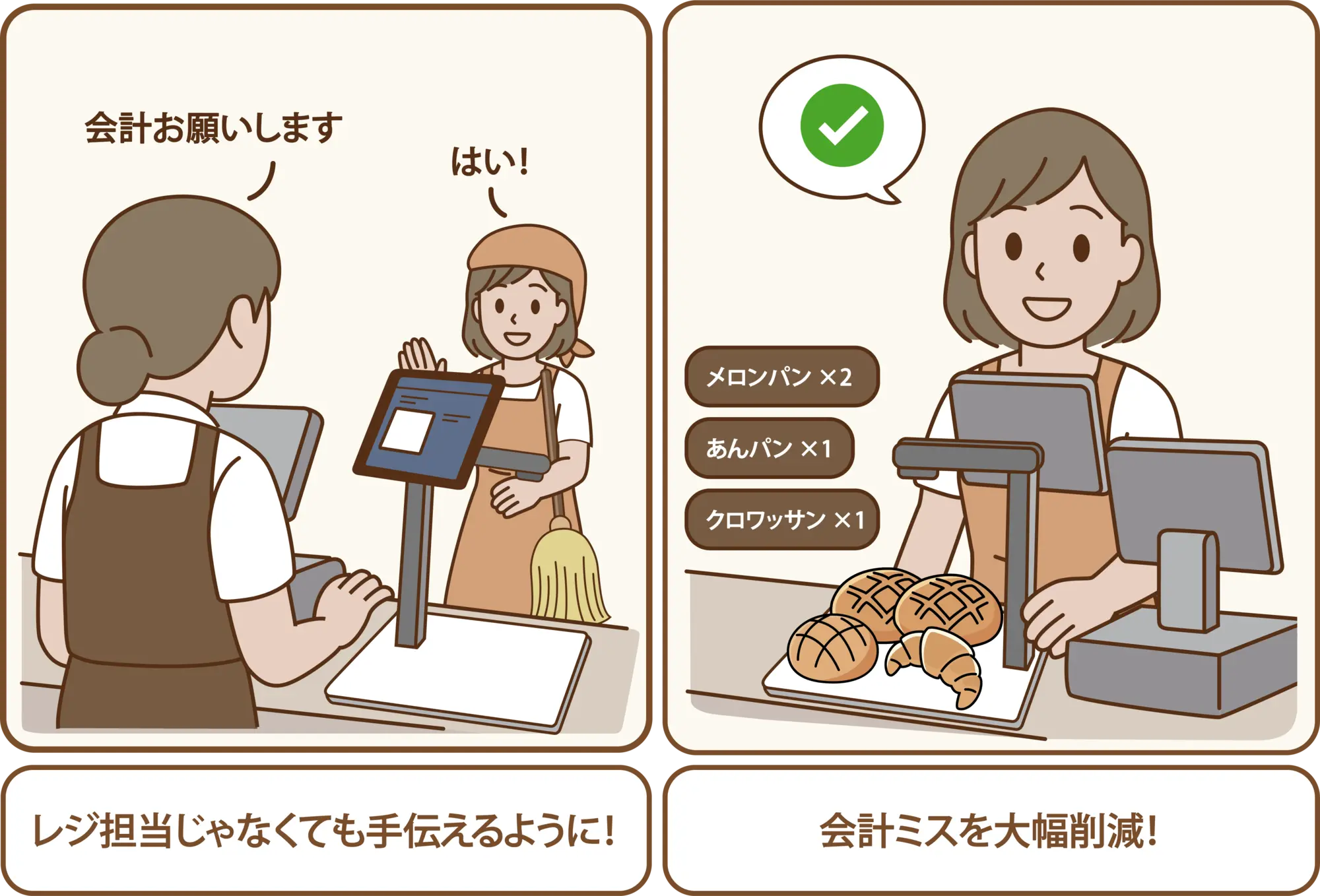 さらにおすすめの理由：レジ担当じゃなくても、手伝えるように！会計ミスを大幅削減！